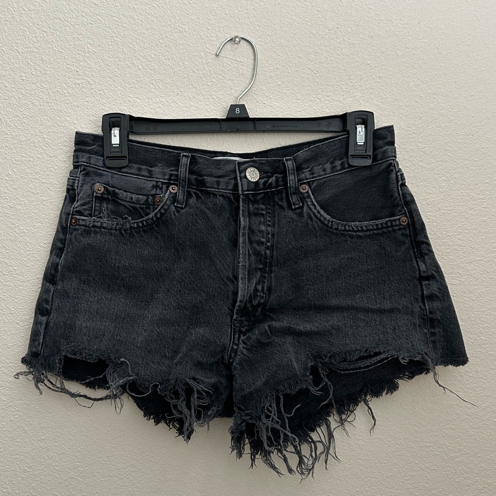 Agolde Women's Parker Button Fly Denim Cut-Off Shorts – Black, Size 25 Festival